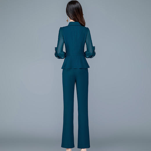 QYMTYH-236067-Y职业女装两件套春夏七分袖收腰打底衫长款直筒裤时尚新款套装女 商品图2