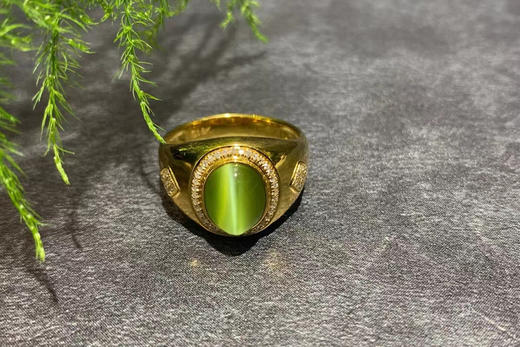 【御珠宫坊】金镶碧玉戒指 商品图0