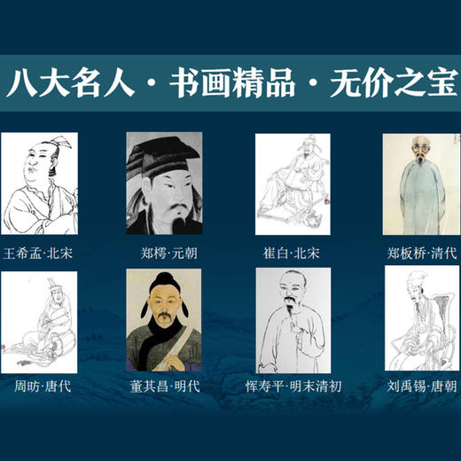 中国馆藏国宝古画册|八幅馆藏传世名画一次性收藏16幅书画艺术珍品加赠《千里江山图》长卷邮票 商品图3