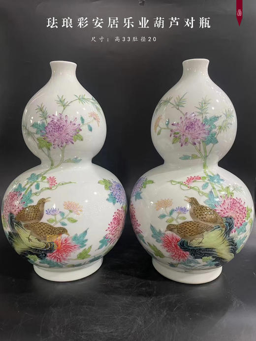 珐琅彩安居乐业葫芦对瓶 商品图0