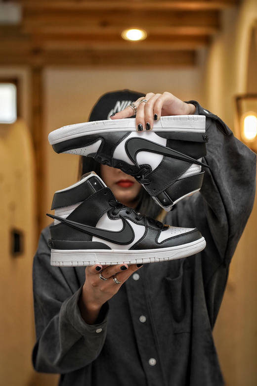 夏季特惠💰520 AMBUSH x Nk SB Dunk High 滑板鞋高帮 黑白大勾 商品图8