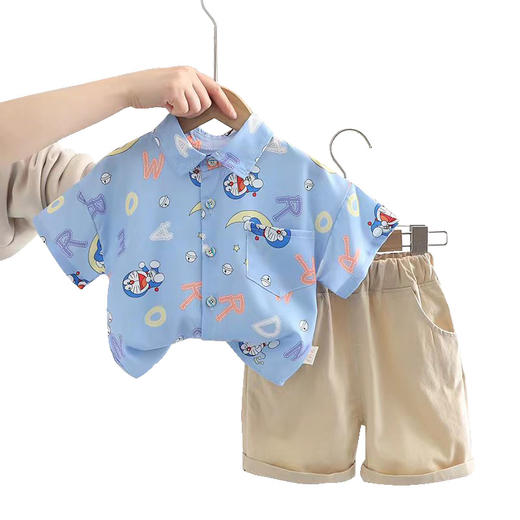 夏季新款叮当猫印花衬衫休闲中裤百搭潮流儿童两件套童装 商品图4