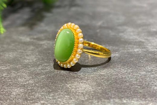 【御珠宫坊】金镶碧玉戒指 商品图1