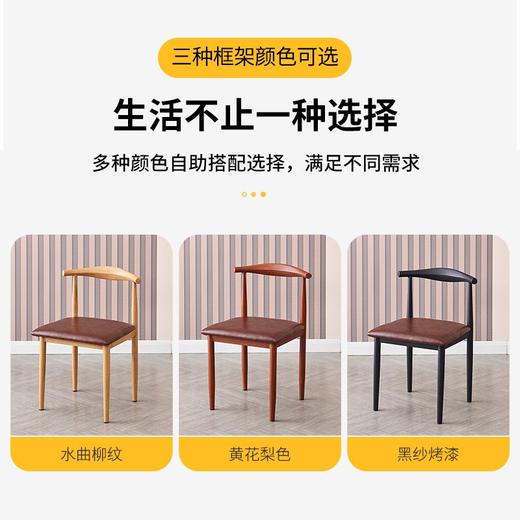 餐椅家用北欧靠背凳子书桌现代简约卧室女轻奢仿实木铁艺牛角椅子 商品图2
