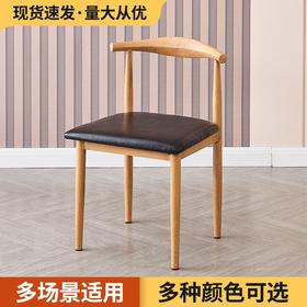 餐椅家用北欧靠背凳子书桌现代简约卧室女轻奢仿实木铁艺牛角椅子