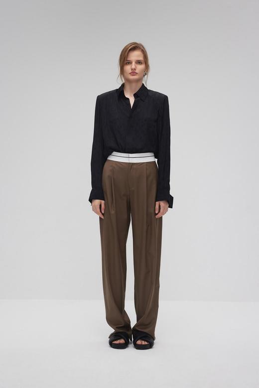 贴边肌理阔腿裤 商品图0