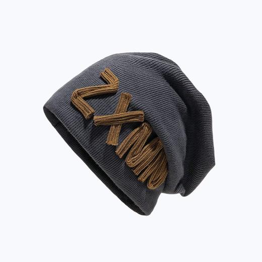 网红字母粗针织冷帽百搭坑条堆堆帽子女秋冬针织毛线包头帽 商品图9