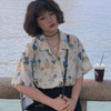 【随性复古防晒度假风】月半鱼法式复古休闲花衬衫短袖女夏季雪纺衫外穿度假风两穿防晒衣 商品缩略图2