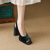 时尚休闲，春夏优雅平头鱼嘴高跟粗跟丝绒凉鞋DZM-2367 商品缩略图10
