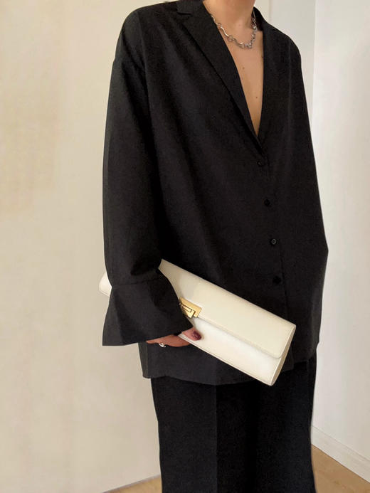 Semplicita | F18 西装领衬衫  [ 黑 / 真丝格子 ] 商品图8