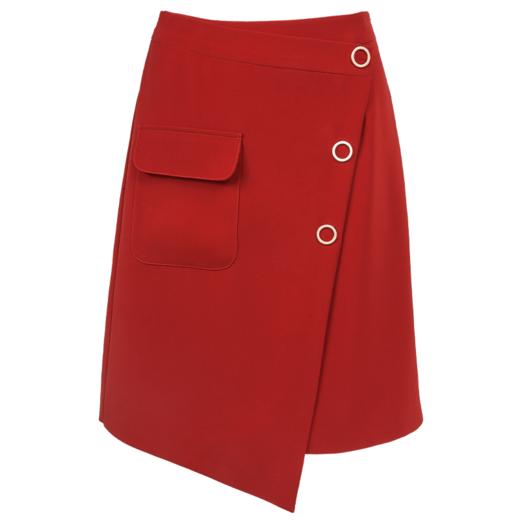 欧芮儿冬季女2021新款收腰显瘦纯色不规则开叉半身裙女中长款 商品图3