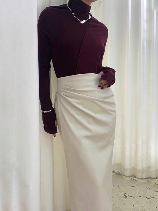 jamproof | 亲肤拼接明缝长袖磨毛针织打底上衣 [ 灰 / 红 ] 商品图2