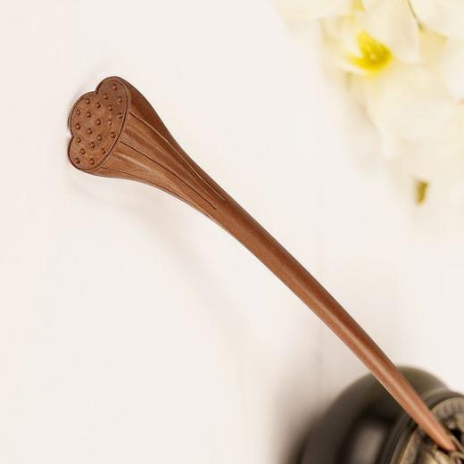 莲子清如水 早春莲蓬桃木簪子发簪可爱大气风盘发神器 商品图8