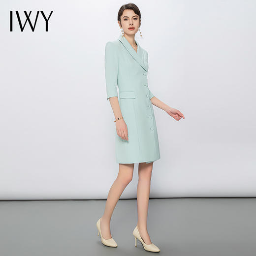 IWY/淡蓝色连衣裙气质女神范播音艺考主持人正装高端时尚职业装Q13131 商品图6