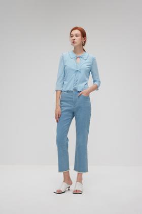 木耳边系带门襟短外套