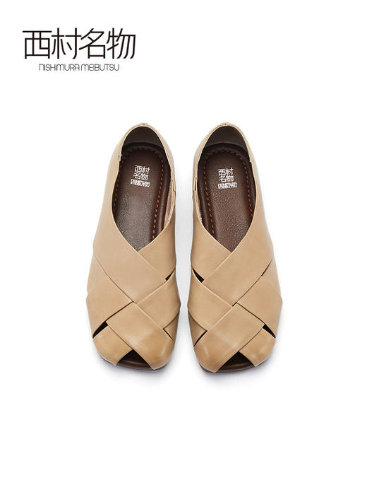 西村名物2023夏季新款包头穆勒拖懒人一脚蹬外穿编织凉鞋女13051 商品图2