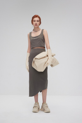 双口袋紧身半裙