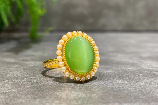 【御珠宫坊】金镶碧玉戒指 商品图3