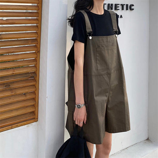 【宽松藏肉显高】小个子背带裤女个性潮夏季薄款工装裤高腰宽松显瘦阔腿短裤子 商品图5