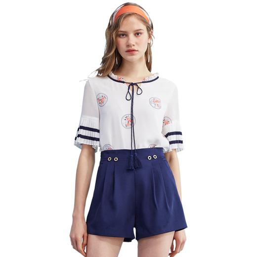 欧芮儿2018新款女装百搭收腰显瘦直筒休闲裤女短裤子＆ 商品图3