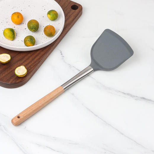 「两色可选！榉木手柄」硅胶不粘锅锅铲 硅胶木柄硅胶厨具铲子勺子厨房用品 商品图2