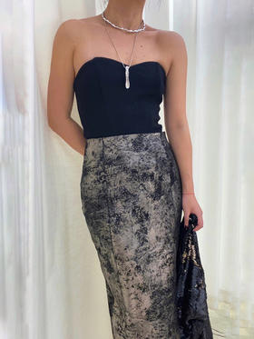 CG｜Painting Leather Pencil Skirt [金纹真皮铅笔裙]