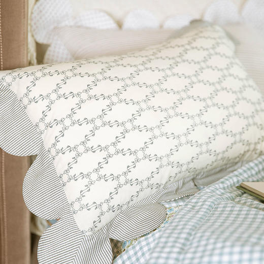 奥赛尼系列花边枕全荞麦壳纯棉颈枕 商品图1