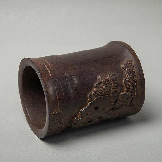 清 紫檀木雕仕女笔筒 商品图3