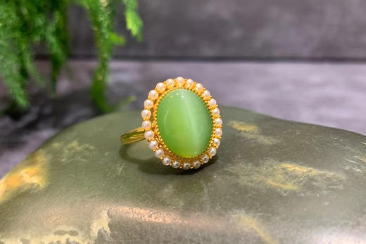 【御珠宫坊】金镶碧玉戒指 商品图0