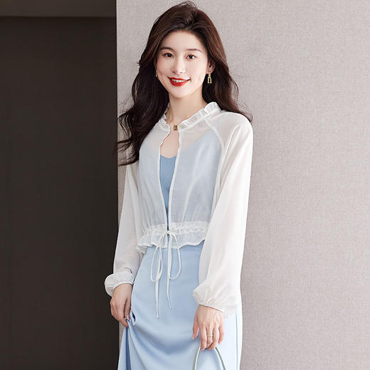 夏季短款长袖空调罩衫外搭，雪纺宽松小披肩外套CC-J3415 商品图1