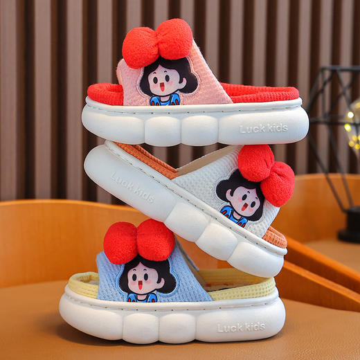 「四款配色！亚麻材质」春夏儿童亚麻拖鞋 女孩公主室内家用防滑亲子四季宝宝地板凉拖鞋童鞋 商品图2