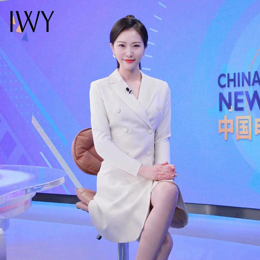 IWY/冯琳同款西装连衣裙女职业装季艺考播音主持人上镜正装女OL Q13140 商品图3