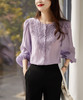 TGG法式优雅风 定位刺绣 气质圆领长袖衬衫灯笼袖小上衣衬衫女春秋 商品缩略图3