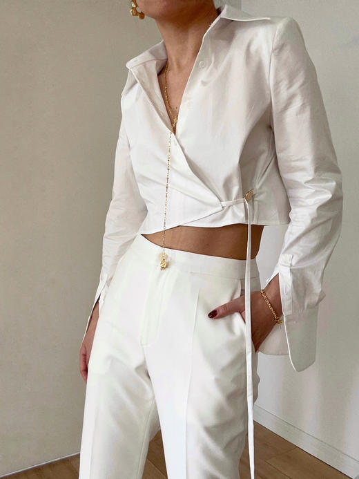 Viktoria Chan | SS23088 Tine cropped shirt  [衬衫 白 ] 商品图1