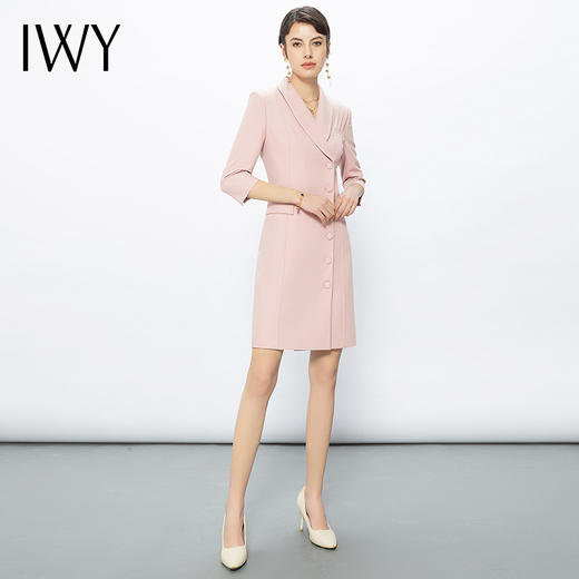 IWY/粉色主持人礼服演讲服装高端气质正装连衣裙粉色西装裙西装裙Q13131 商品图3