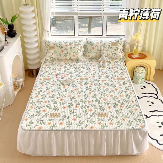“夏被”【乳胶凉席床裙款三件套】A类凉感丝，环保数码印花 夹层高品质整张天然乳胶 可轻柔机洗/水洗-CC 商品图10