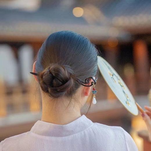 盘发木簪古风简约现代日常黑檀木发簪步摇挽发发钗木质发簪 商品图1