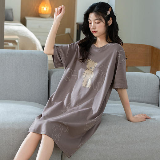 【纯棉睡裙】2023年新款夏季短袖全棉睡衣韩版宽松休闲家居服外穿 商品图1