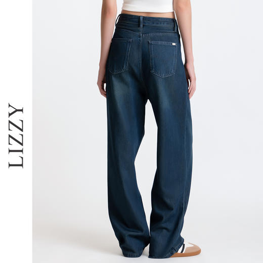 LIZZY 早秋 时尚休闲新疆洗水牛仔棉阔腿裤宽松直筒百搭牛仔裤7803 商品图5