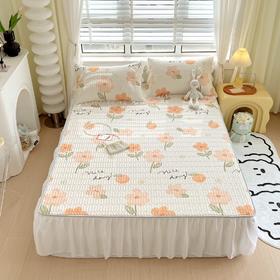 “夏被”【乳胶凉席床裙款三件套】A类凉感丝，环保数码印花 夹层高品质整张天然乳胶 可轻柔机洗/水洗-CC