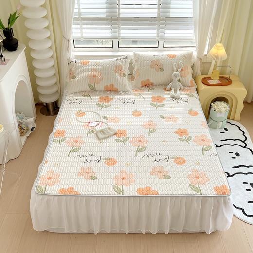 “夏被”【乳胶凉席床裙款三件套】A类凉感丝，环保数码印花 夹层高品质整张天然乳胶 可轻柔机洗/水洗-CC 商品图0