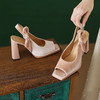 时尚休闲，春夏优雅平头鱼嘴高跟粗跟丝绒凉鞋DZM-2367 商品缩略图5