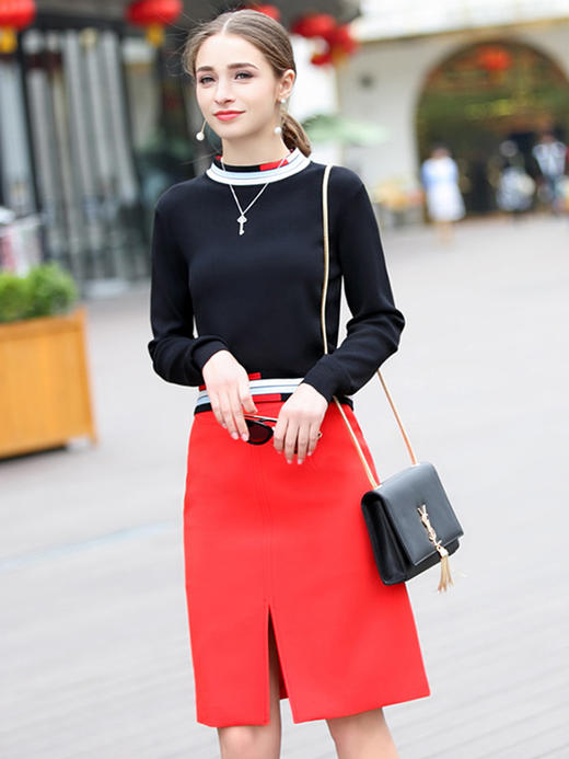 OLrain法式套头针织衫女夏季2022年新款修身显瘦圆领简约百搭上衣 商品图0