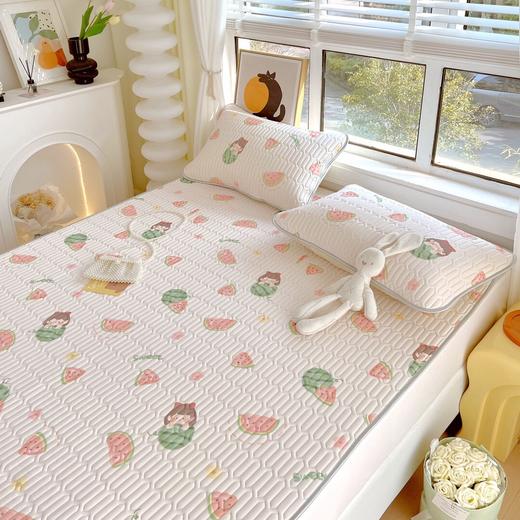 “夏被”【乳胶凉席三件套床单款】会呼吸的凉感丝 抗菌防螨透气性强 天然乳胶 凉感丝清凉好睡眠-CC 商品图3