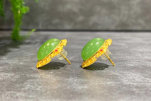 【御珠宫坊】金镶碧玉耳钉 商品图2