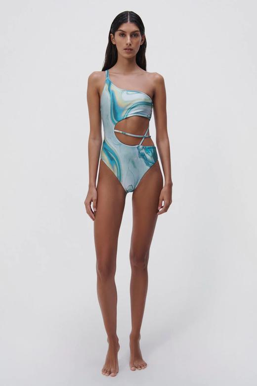Jonathan Simkhai-Stormi Marble Printed Swimwear Strappy One Piece-Laguna Marble-乔纳森·希姆凯-女装-蓝印花 商品图0