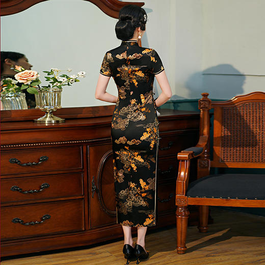 WXG-C309新款优雅时尚改良老上海长款真丝旗袍 商品图1