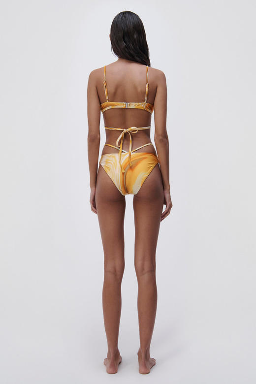 Jonathan Simkhai-Emmalyn Marble Printed Swimwear Strappy Bikini Bottom-Zinnia Marble-乔纳森·希姆凯-女装-橙印花 商品图4