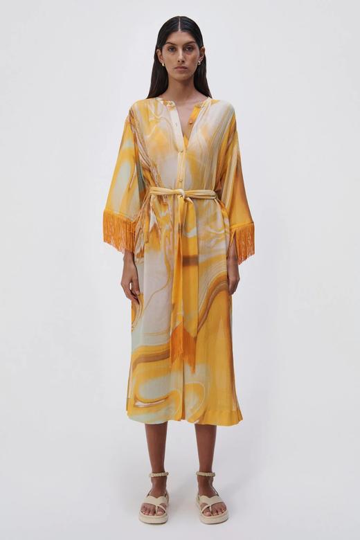 Jonathan Simkhai-Odelia Marble Printed Cover-Ups Mini Dress-Zinnia Marble-乔纳森·希姆凯-女装-橙印花 商品图3