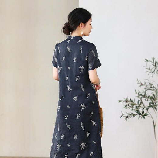 苎麻刺绣，改良旗袍裙YM-C022 商品图3